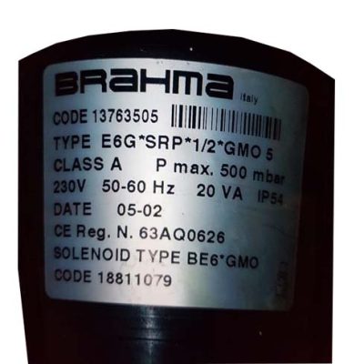 Электромагнитный газовый клапан Brahma E6G*SRP*1/2*GMO 5 (230/50-60) 13763505